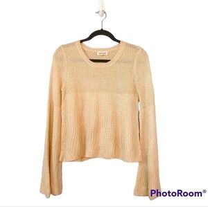⭐️ Cotton Candy LA Women's Knit Crew Neck Bell Sleeve Cream Sweater Size M/L